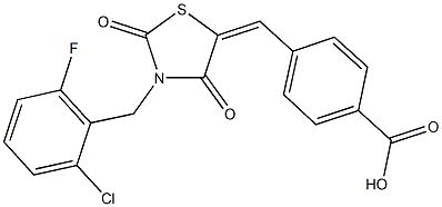 4-{[3-(2-chloro-6-fluorobenzyl)-2,4-dioxo-1,3-thiazolidin-5-ylidene]methyl}benzoic acid 结构式