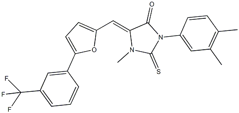 3-(3,4-dimethylphenyl)-1-methyl-2-thioxo-5-({5-[3-(trifluoromethyl)phenyl]-2-furyl}methylene)imidazolidin-4-one 结构式