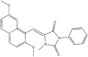 5-[(2,7-dimethoxy-1-naphthyl)methylene]-1-methyl-3-phenyl-2-thioxoimidazolidin-4-one 结构式