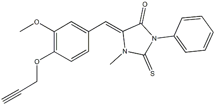 5-[3-methoxy-4-(prop-2-ynyloxy)benzylidene]-1-methyl-3-phenyl-2-thioxoimidazolidin-4-one 结构式