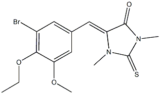 5-(3-bromo-4-ethoxy-5-methoxybenzylidene)-1,3-dimethyl-2-thioxoimidazolidin-4-one 结构式