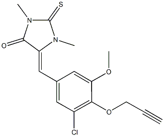 5-[3-chloro-5-methoxy-4-(prop-2-ynyloxy)benzylidene]-1,3-dimethyl-2-thioxoimidazolidin-4-one 结构式