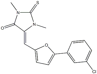 5-{[5-(3-chlorophenyl)-2-furyl]methylene}-1,3-dimethyl-2-thioxoimidazolidin-4-one 结构式