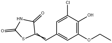 5-(3-chloro-5-ethoxy-4-hydroxybenzylidene)-1,3-thiazolidine-2,4-dione 结构式