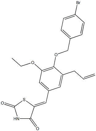 5-{3-allyl-4-[(4-bromobenzyl)oxy]-5-ethoxybenzylidene}-1,3-thiazolidine-2,4-dione 结构式