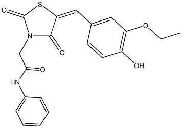 2-[5-(3-ethoxy-4-hydroxybenzylidene)-2,4-dioxo-1,3-thiazolidin-3-yl]-N-phenylacetamide 结构式