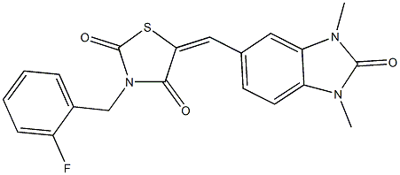 5-[(1,3-dimethyl-2-oxo-2,3-dihydro-1H-benzimidazol-5-yl)methylene]-3-(2-fluorobenzyl)-1,3-thiazolidine-2,4-dione 结构式