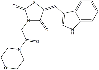 5-(1H-indol-3-ylmethylene)-3-[2-(4-morpholinyl)-2-oxoethyl]-1,3-thiazolidine-2,4-dione 结构式