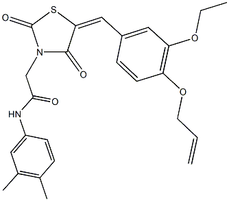 2-{5-[4-(allyloxy)-3-ethoxybenzylidene]-2,4-dioxo-1,3-thiazolidin-3-yl}-N-(3,4-dimethylphenyl)acetamide 结构式