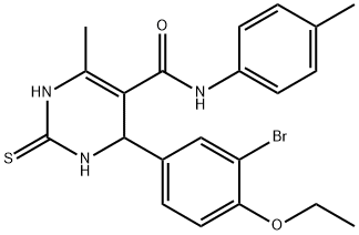 6-(3-bromo-4-ethoxyphenyl)-4-methyl-N-(4-methylphenyl)-2-sulfanyl-1,6-dihydro-5-pyrimidinecarboxamide 结构式