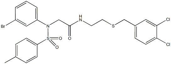 2-{3-bromo[(4-methylphenyl)sulfonyl]anilino}-N-{2-[(3,4-dichlorobenzyl)sulfanyl]ethyl}acetamide 结构式