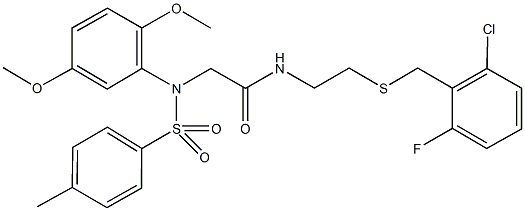 N-{2-[(2-chloro-6-fluorobenzyl)sulfanyl]ethyl}-2-{2,5-dimethoxy[(4-methylphenyl)sulfonyl]anilino}acetamide 结构式