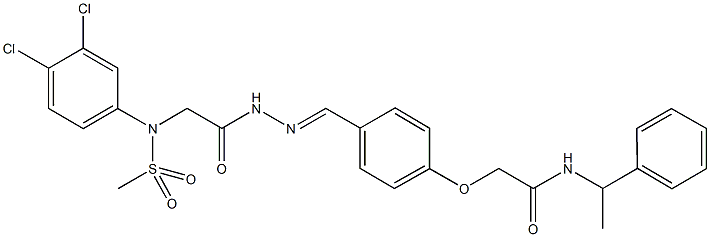 2-[4-(2-{[3,4-dichloro(methylsulfonyl)anilino]acetyl}carbohydrazonoyl)phenoxy]-N-(1-phenylethyl)acetamide 结构式