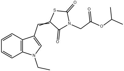 isopropyl {5-[(1-ethyl-1H-indol-3-yl)methylene]-2,4-dioxo-1,3-thiazolidin-3-yl}acetate 结构式