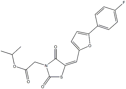 isopropyl (5-{[5-(4-fluorophenyl)-2-furyl]methylene}-2,4-dioxo-1,3-thiazolidin-3-yl)acetate 结构式