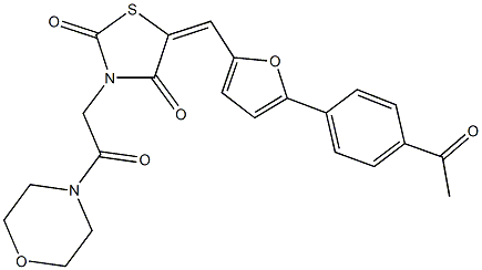 5-{[5-(4-acetylphenyl)-2-furyl]methylene}-3-[2-(4-morpholinyl)-2-oxoethyl]-1,3-thiazolidine-2,4-dione 结构式