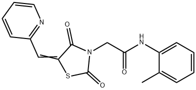 2-[2,4-dioxo-5-(2-pyridinylmethylene)-1,3-thiazolidin-3-yl]-N-(2-methylphenyl)acetamide 结构式