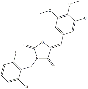 5-(3-chloro-4,5-dimethoxybenzylidene)-3-(2-chloro-6-fluorobenzyl)-1,3-thiazolidine-2,4-dione 结构式