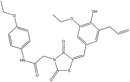 2-[5-(3-allyl-5-ethoxy-4-hydroxybenzylidene)-2,4-dioxo-1,3-thiazolidin-3-yl]-N-(4-ethoxyphenyl)acetamide 结构式