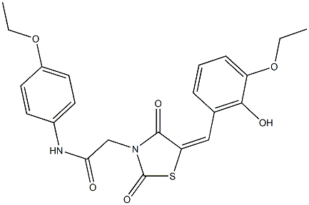 2-[5-(3-ethoxy-2-hydroxybenzylidene)-2,4-dioxo-1,3-thiazolidin-3-yl]-N-(4-ethoxyphenyl)acetamide 结构式