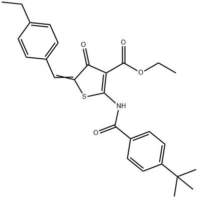 ethyl 2-[(4-tert-butylbenzoyl)amino]-5-(4-ethylbenzylidene)-4-oxo-4,5-dihydro-3-thiophenecarboxylate 结构式