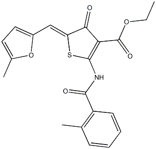 ethyl 2-[(2-methylbenzoyl)amino]-5-[(5-methyl-2-furyl)methylene]-4-oxo-4,5-dihydro-3-thiophenecarboxylate 结构式