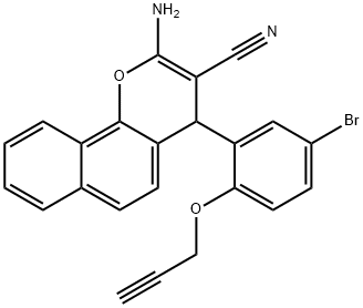 2-amino-4-[5-bromo-2-(2-propynyloxy)phenyl]-4H-benzo[h]chromene-3-carbonitrile 结构式