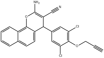 2-amino-4-[3,5-dichloro-4-(2-propynyloxy)phenyl]-4H-benzo[h]chromene-3-carbonitrile 结构式