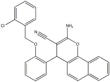 2-amino-4-{2-[(2-chlorobenzyl)oxy]phenyl}-4H-benzo[h]chromene-3-carbonitrile 结构式