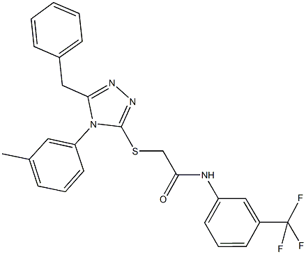 2-{[5-benzyl-4-(3-methylphenyl)-4H-1,2,4-triazol-3-yl]sulfanyl}-N-[3-(trifluoromethyl)phenyl]acetamide 结构式