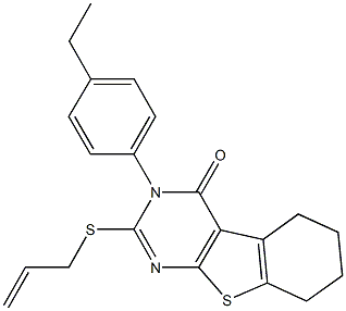 2-(allylsulfanyl)-3-(4-ethylphenyl)-5,6,7,8-tetrahydro[1]benzothieno[2,3-d]pyrimidin-4(3H)-one 结构式