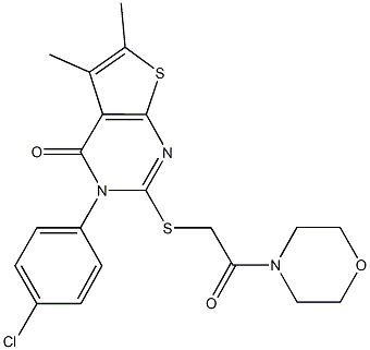 3-(4-chlorophenyl)-5,6-dimethyl-2-{[2-(4-morpholinyl)-2-oxoethyl]sulfanyl}thieno[2,3-d]pyrimidin-4(3H)-one 结构式