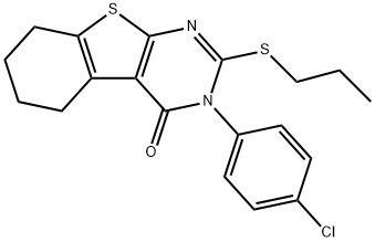 3-(4-chlorophenyl)-2-(propylsulfanyl)-5,6,7,8-tetrahydro[1]benzothieno[2,3-d]pyrimidin-4(3H)-one 结构式