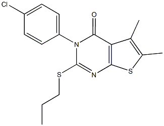 3-(4-chlorophenyl)-5,6-dimethyl-2-(propylsulfanyl)thieno[2,3-d]pyrimidin-4(3H)-one 结构式