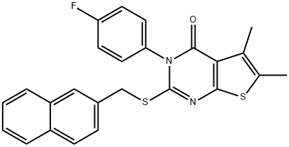 3-(4-fluorophenyl)-5,6-dimethyl-2-[(2-naphthylmethyl)sulfanyl]thieno[2,3-d]pyrimidin-4(3H)-one 结构式