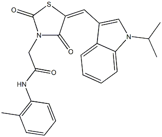 2-{5-[(1-isopropyl-1H-indol-3-yl)methylene]-2,4-dioxo-1,3-thiazolidin-3-yl}-N-(2-methylphenyl)acetamide 结构式