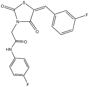 2-[5-(3-fluorobenzylidene)-2,4-dioxo-1,3-thiazolidin-3-yl]-N-(4-fluorophenyl)acetamide 结构式