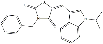 3-benzyl-5-[(1-isopropyl-1H-indol-3-yl)methylene]-1,3-thiazolidine-2,4-dione 结构式