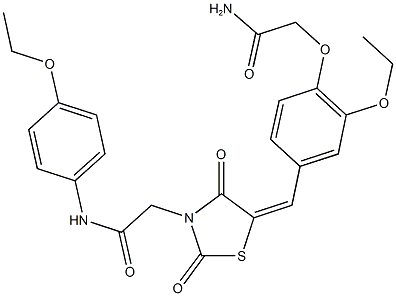 2-{5-[4-(2-amino-2-oxoethoxy)-3-ethoxybenzylidene]-2,4-dioxo-1,3-thiazolidin-3-yl}-N-(4-ethoxyphenyl)acetamide 结构式