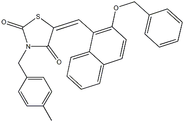 5-{[2-(benzyloxy)-1-naphthyl]methylene}-3-(4-methylbenzyl)-1,3-thiazolidine-2,4-dione 结构式