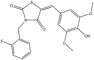 3-(2-fluorobenzyl)-5-(4-hydroxy-3,5-dimethoxybenzylidene)-1,3-thiazolidine-2,4-dione 结构式