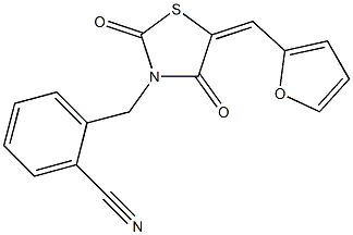 2-{[5-(2-furylmethylene)-2,4-dioxo-1,3-thiazolidin-3-yl]methyl}benzonitrile 结构式