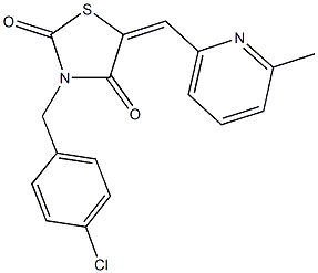 3-(4-chlorobenzyl)-5-[(6-methyl-2-pyridinyl)methylene]-1,3-thiazolidine-2,4-dione 结构式