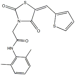 N-(2,6-dimethylphenyl)-2-[2,4-dioxo-5-(2-thienylmethylene)-1,3-thiazolidin-3-yl]acetamide 结构式