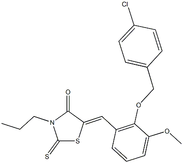 5-{2-[(4-chlorobenzyl)oxy]-3-methoxybenzylidene}-3-propyl-2-thioxo-1,3-thiazolidin-4-one 结构式