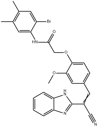 2-{4-[2-(1H-benzimidazol-2-yl)-2-cyanovinyl]-2-methoxyphenoxy}-N-(2-bromo-4,5-dimethylphenyl)acetamide 结构式