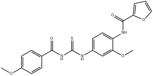 N-[2-methoxy-4-({[(4-methoxybenzoyl)amino]carbothioyl}amino)phenyl]-2-furamide 结构式