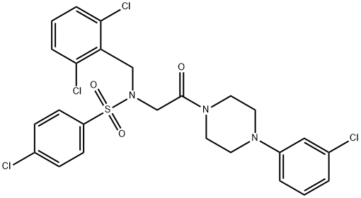 4-chloro-N-{2-[4-(3-chlorophenyl)piperazin-1-yl]-2-oxoethyl}-N-(2,6-dichlorobenzyl)benzenesulfonamide 结构式