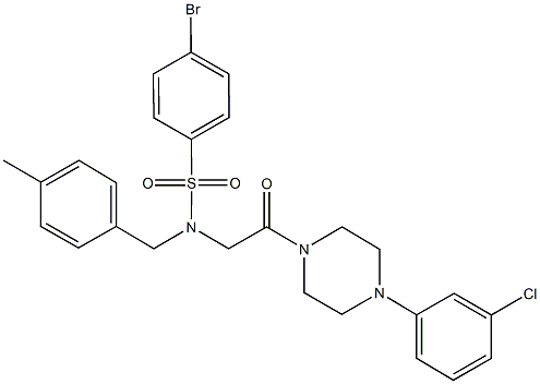 4-bromo-N-{2-[4-(3-chlorophenyl)piperazin-1-yl]-2-oxoethyl}-N-(4-methylbenzyl)benzenesulfonamide 结构式