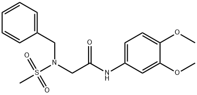 2-[benzyl(methylsulfonyl)amino]-N-(3,4-dimethoxyphenyl)acetamide 结构式
